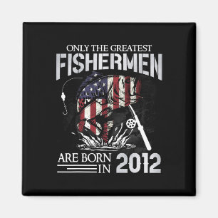 13th Birthday Fishermen Usa Flag 13 Year Old Fishi Magnet