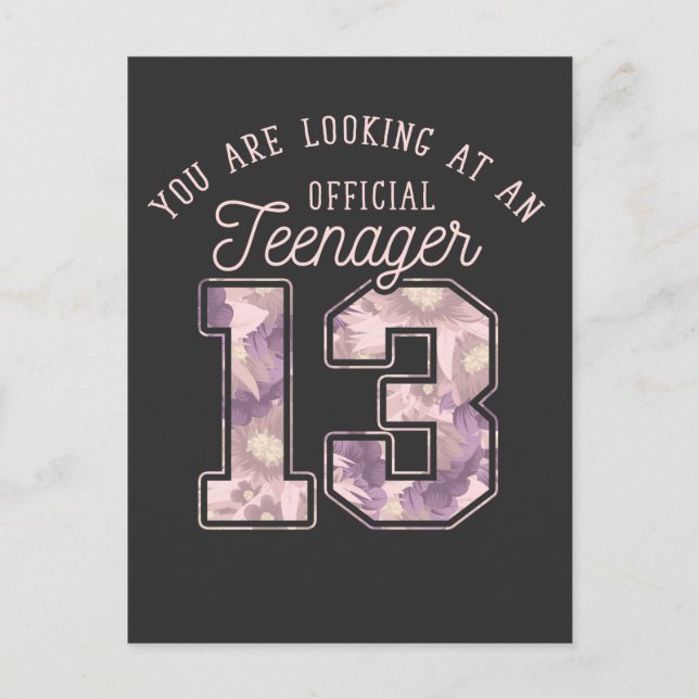 13th Birthday Flowers Official Teenager Girls Postcard (Front)