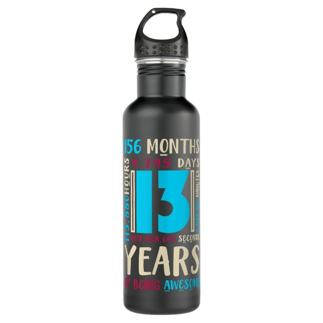 13th Birthday for Kids Gift Age 13s Year Old Boys  710 Ml Water Bottle (Front)