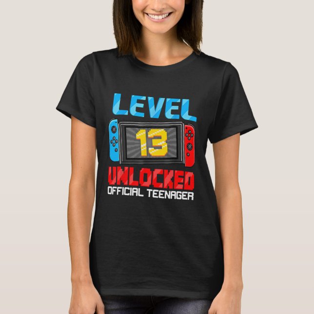 13th Birthday Game Level 13 Unlocked Official Teen T-Shirt (Front)