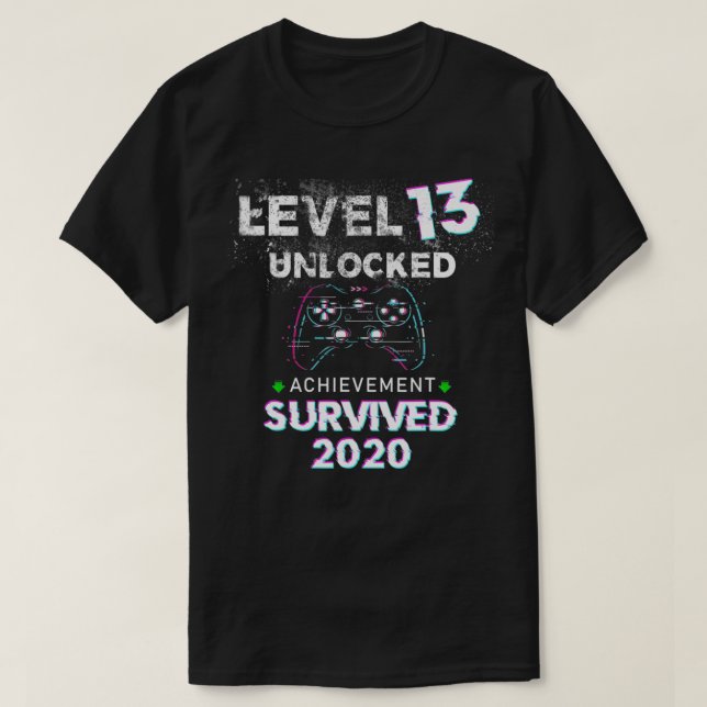 13th birthday Gamer Boy Gift Level 13 Unlocked Sur T-Shirt (Design Front)