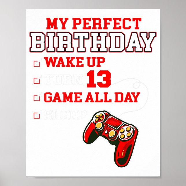 13th Birthday Gamer For Boys Perfect Gaming 13 Yea Poster (Front)