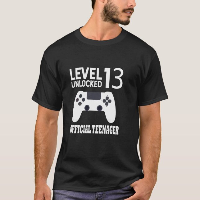 13th Birthday Gamer Level 13 Official Teenager T-Shirt (Front)