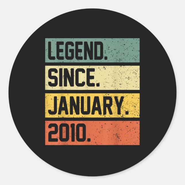 13th Birthday Gift 13 Year Old Legend Since Januar Classic Round Sticker (Front)