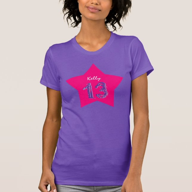 13th Birthday Gift Big Star Custom Name v01 T-Shirt (Front)