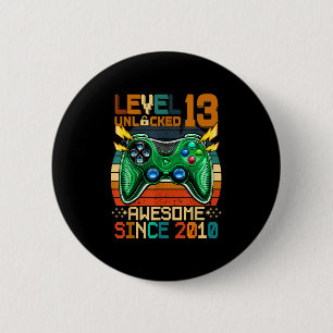 13th Birthday Gift Boys Level 13 Unlocked 13 Year  6 Cm Round Badge