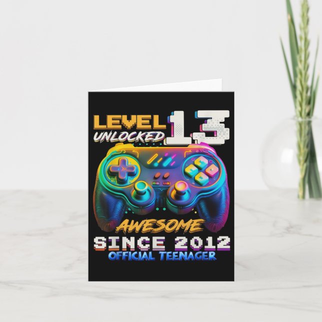 13th Birthday Gift Boys Level 13 Unlocked Official Card (Front)