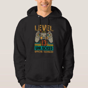 13th Birthday Gift Boys Level 13 Unlocked Official Hoodie