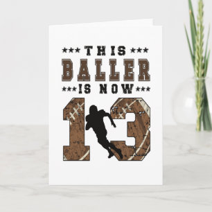 13th Birthday Gift Football Player 13 Year Old Boy Card