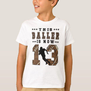 13th Birthday Gift Football Player 13 Year Old Boy T-Shirt