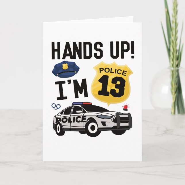13th Birthday Gift Police Officer 13 Year Old Boy Card (Front)