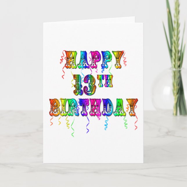 13th Birthday Gifts with Circus Balloon Font Card (Front)