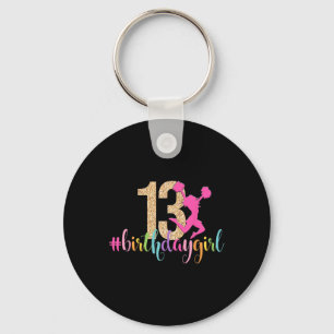 13th Birthday Girl Cheerleader Rainbow Cheerleadin Key Ring