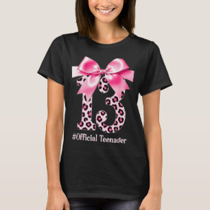13th Birthday Girl Nk Coquette Bow Leopard 13 Year T-Shirt