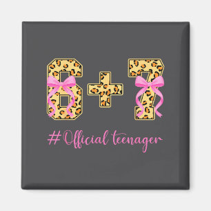 13th Birthday Girl Nk Coquette Bow Leopard 6+7 Yea Magnet