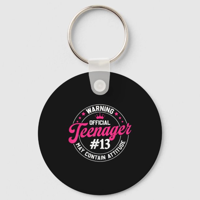 13th Birthday Girl Official Teenager Birthday 13 Y Key Ring (Front)
