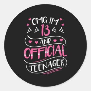 13th Birthday Girl Official Teenager Classic Round Sticker