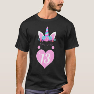 13th Birthday Girl Outfit Unicorn Face Party T-Shirt