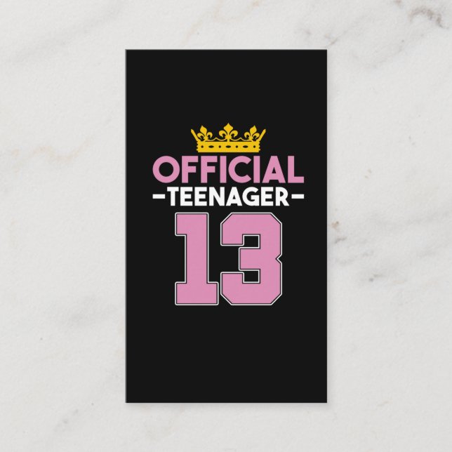 13th Birthday Girl Princess Official Teenager Business Card (Front)