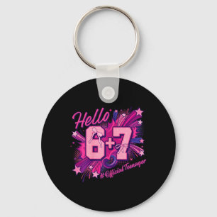 13th Birthday Girl Teenager Six Seven Coquette Bow Key Ring