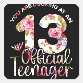 13th Birthday Girls 13 Years Teen Teenager Square Sticker