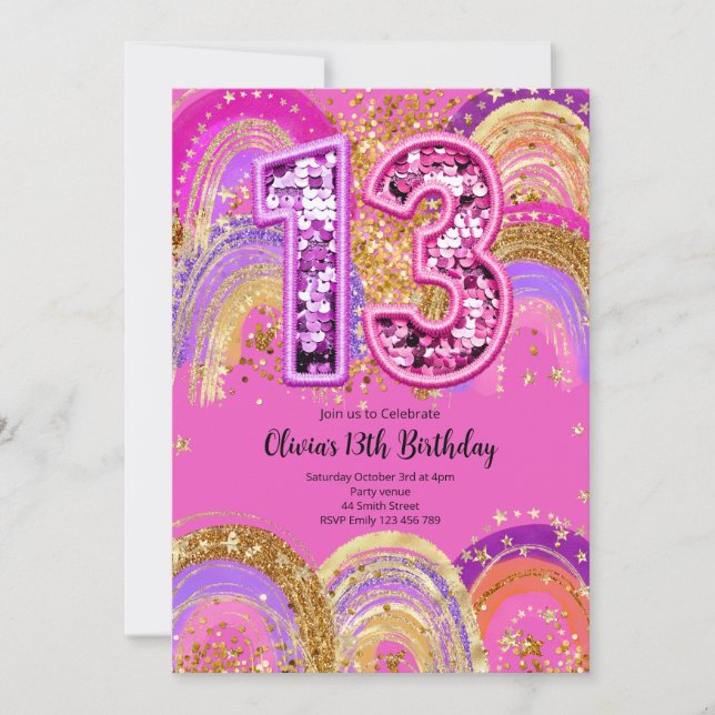 13th Birthday Girls Invitation (Front)