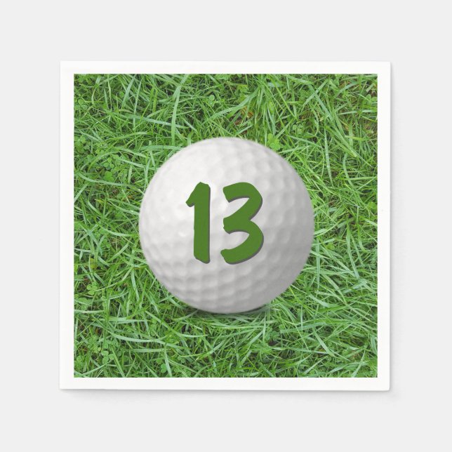13th Birthday Golf Ball on Grass  Napkins (Front)