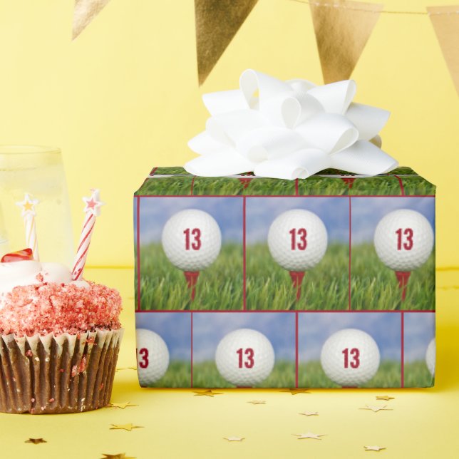 13th Birthday Golf Ball   Wrapping Paper (Birthday Party)
