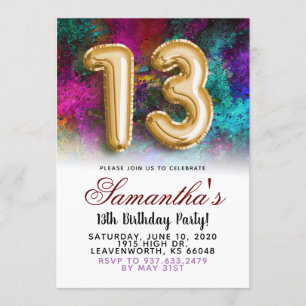13th Birthday Gradient Invitation