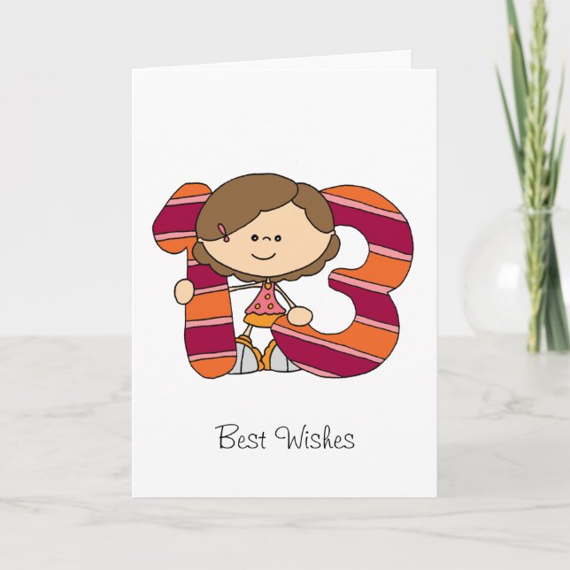 13th Birthday - Greetings Card - Girl (Front)
