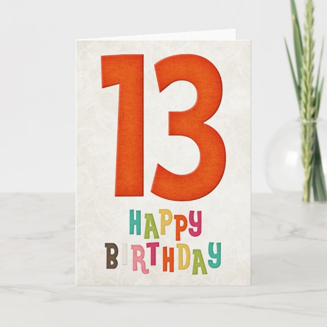 13th Birthday Happy Birthday Card Design (Front)
