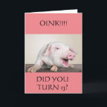 **13th** BIRTHDAY HUMOR FROM COMEDIC PIG Card<br><div class="desc">I LOVED TAKING THIS PHOTO AND MAKING THIS CARD FOR I "KNOW" SOMEONE OUT THERE IS GOING TO "LOVE IT TOO" AND I HOPE YOU DO ENOUGH TO SEND OR GIVE IT TO A FRIEND OR FAMILY MEMBER :) CHANGE THE AGE IF YOU NEED TO IN SECONDS.</div>