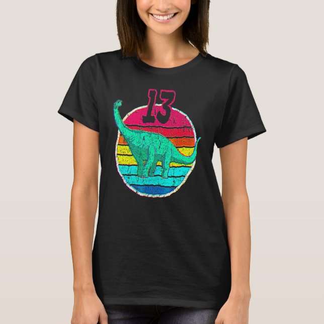 13th Birthday I Brachiosaurus Diplodocus I Family  T-Shirt (Front)