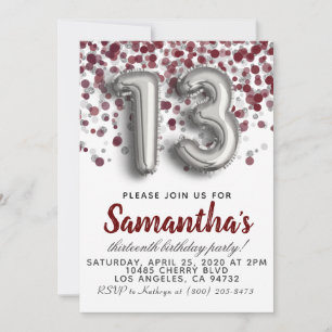 13th Birthday Invitation