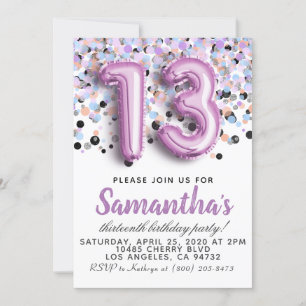 13th Birthday Invitation