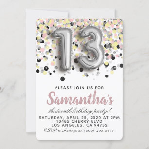 13th Birthday Invitation