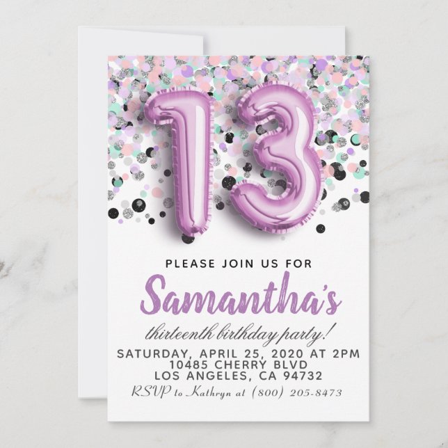 13th Birthday Invitation (Front)