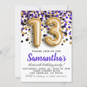 13th Birthday Invitation