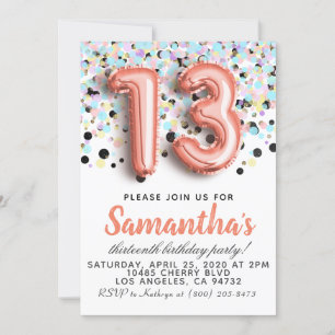 13th Birthday Invitation