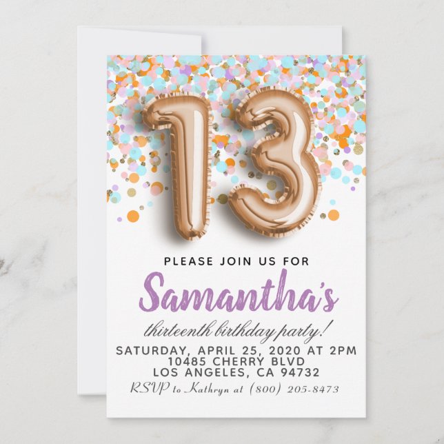 13th Birthday Invitation (Front)