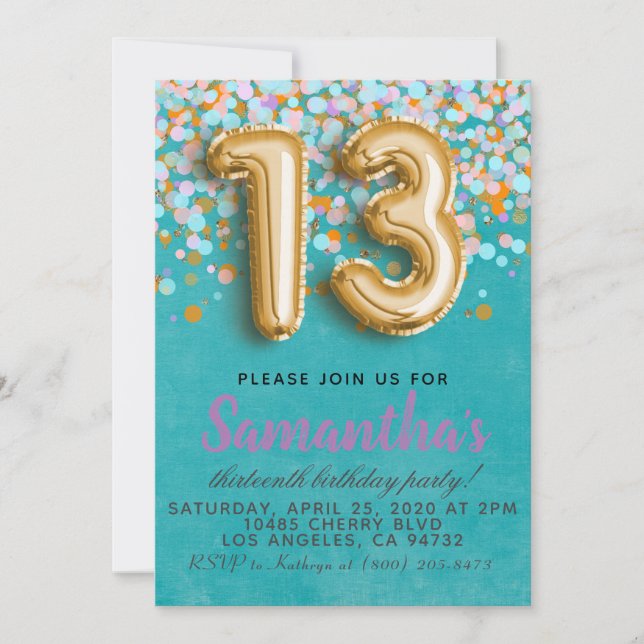 13th Birthday Invitation (Front)