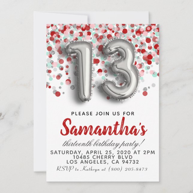 13th Birthday Invitation (Front)