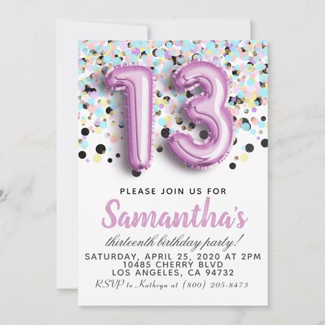 13th Birthday Invitation (Front)