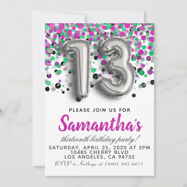 13th Birthday Invitation (Front)