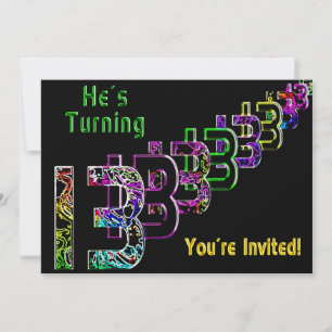 13th Birthday, Invitation, Abstract Numbers, Boy Invitation