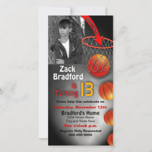 13th Birthday Invitation, Basket Ball Hoop