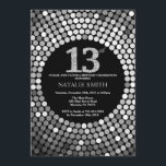 13th Birthday Invitation Black and Silver Glitter<br><div class="desc">13th Birthday Invitation. Black and Silver Glitter. Silver Diamond. Kids Birthday Party. For Boy or Girl Bday bash Party. For further customisation,  please click the "Customise it" button and use our design tool to modify this template.</div>
