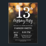 13th Birthday Invitation Gold Glitter<br><div class="desc">13th Birthday Invitation with Gold String Lights with Gold Glitter Background. Gold Birthday. Kids Birthday. Boy or Girl Bday Invite. 13th 15th 16th 18th 20th 21st 30th 40th 50th 60th 70th 80th 90th 100th, Any age. For further customisation, please click the "Customise it" button and use our design tool to...</div>