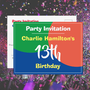 13th Birthday Invitation Postcard