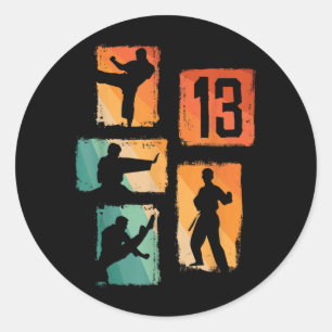 13th Birthday Karate Taekwondo 13 Years Old Boy Classic Round Sticker